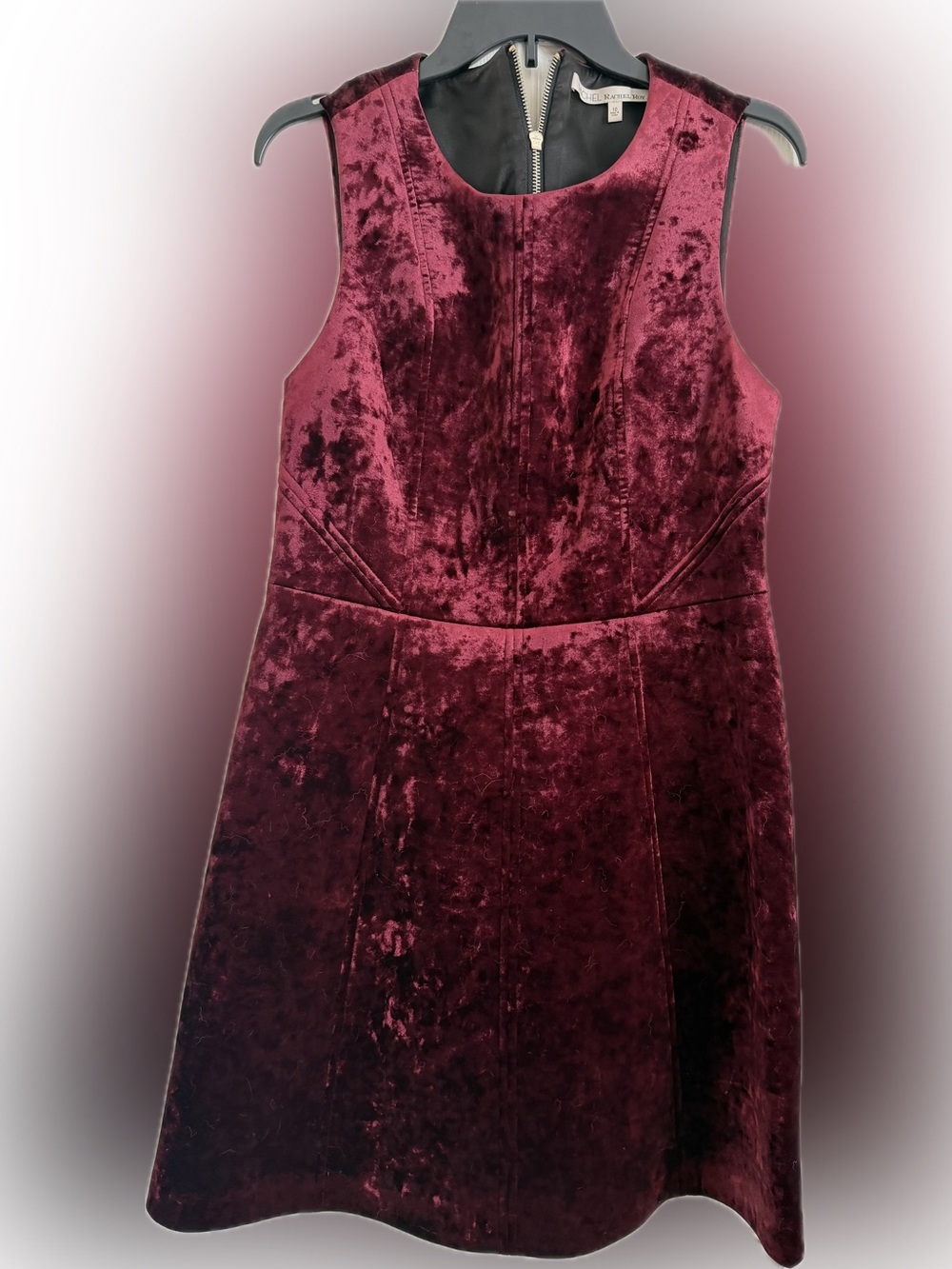 RACHEL Rachel Roy Sleeveless Crushed Velvet Dress in Burgundy